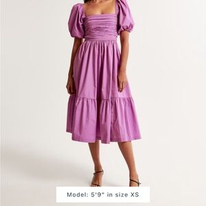 Abercrombie & Fitch Midi Puff Sleeve Dress